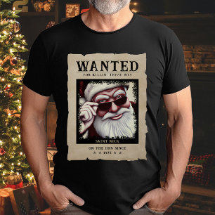 Wanted Poster Vintage Photo Santa Funny Christmas T-Shirt