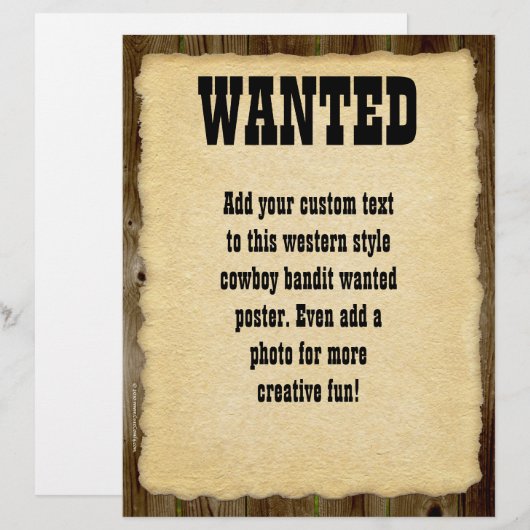 Wanted Poster, Vintage Picture Frame (Front/Back)