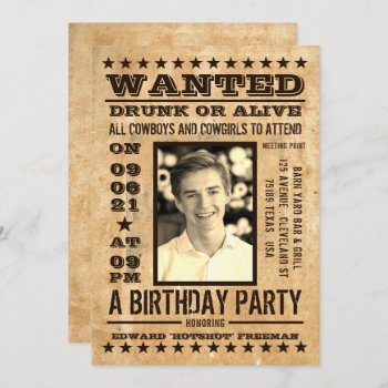 Wanted Poster  Vintage Western Birthday Invitation by StampedyStamp at Zazzle
