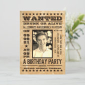 Wanted Poster, Vintage Western Birthday Invitation (Standing Front)