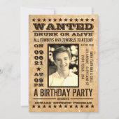 Wanted Poster, Vintage Western Birthday Invitation (Front)