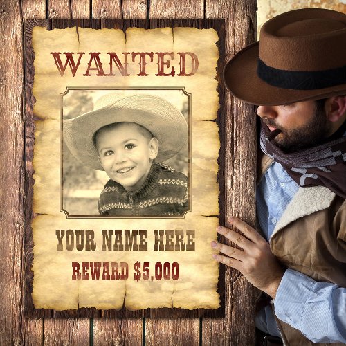 Wanted Poster  Vintage Wild West Photo Template