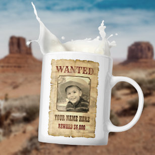 Wanted Poster   Vintage Wild West Photo Template C Frosted Glass Coffee Mug