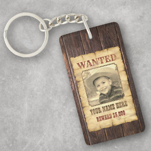 Wanted Poster   Vintage Wild West Photo Template K Keychain