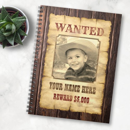 Wanted Poster  Vintage Wild West Photo Template N Notebook