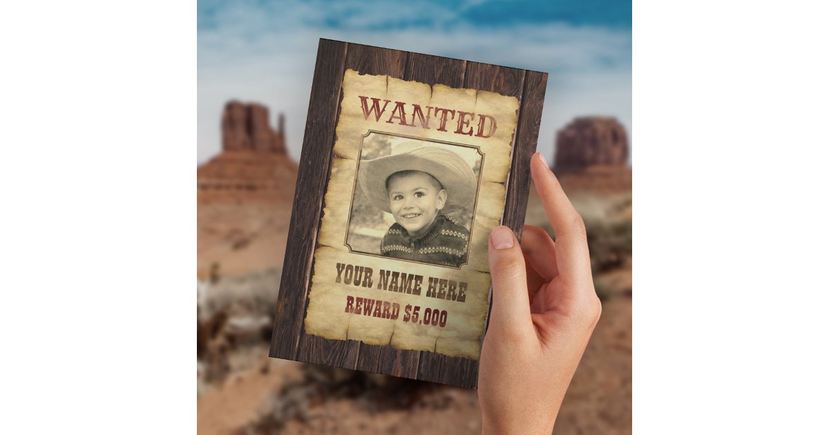 Wanted Poster | Vintage Wild West Photo Template P Postcard | Zazzle