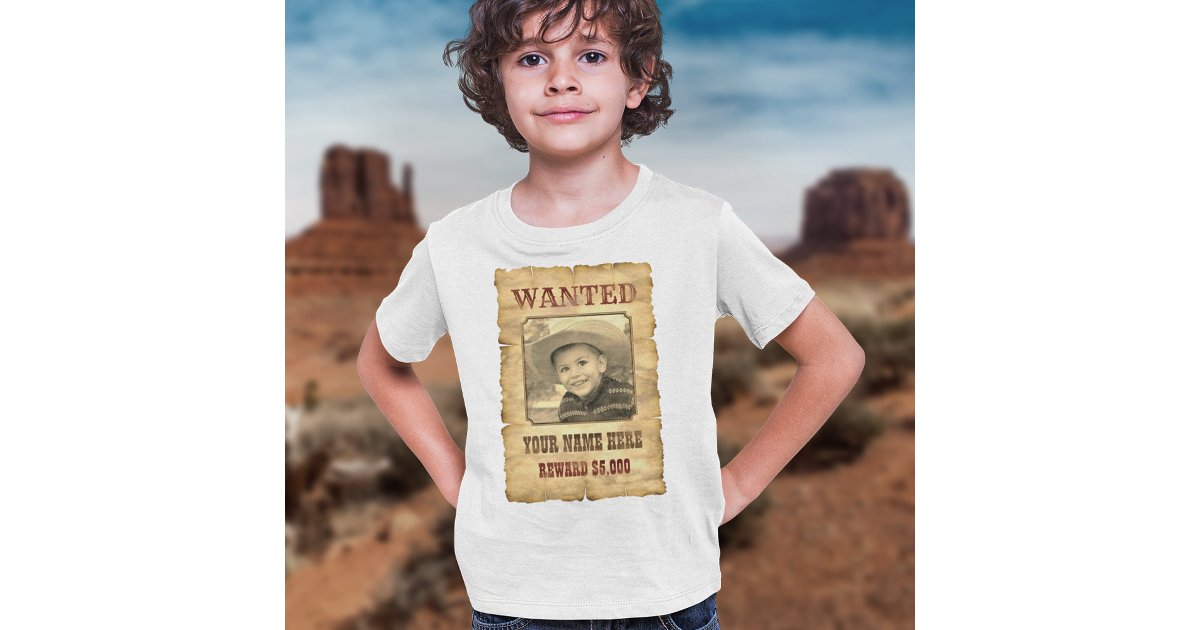Wanted Poster | Vintage Wild West Photo Template T-Shirt | Zazzle