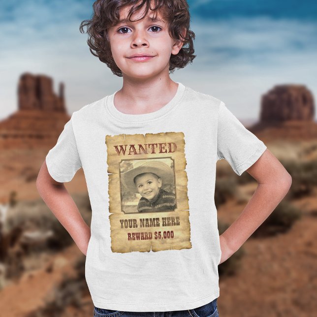 Wanted Poster | Vintage Wild West Photo Template T-Shirt (Creator Uploaded)