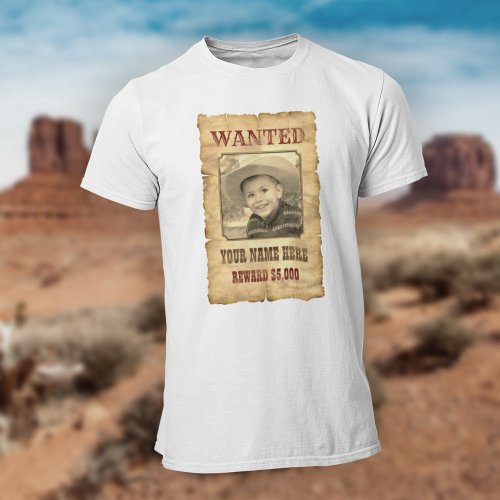 Wanted Poster  Vintage Wild West Photo Template T T_Shirt