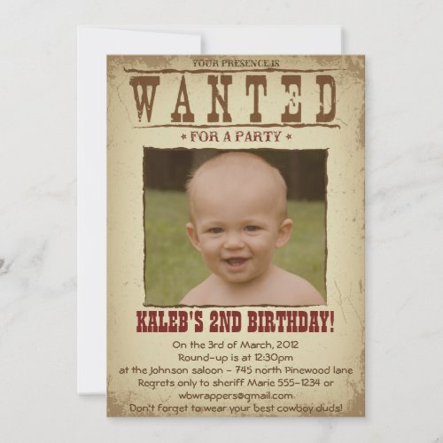 WANTED POSTER Western Themed Party Invitation