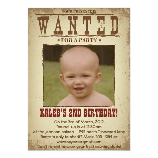wanted poster western themed party invitation zazzle com