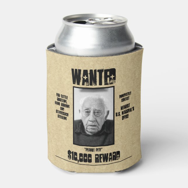 Wanted Poster with Photo Can Cooler (Can Front)