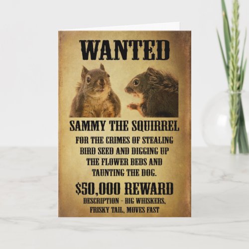 Wanted Poster with Squirrel Card