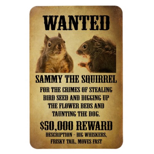 Wanted Poster with Squirrel Magnet