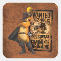 Wanted Puss in Boots (char) Square Sticker
