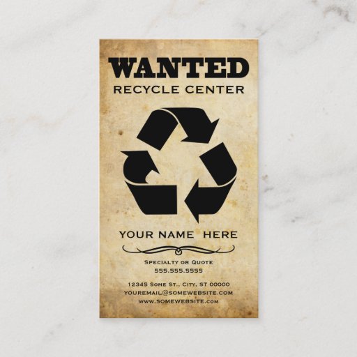 Customizable wanted : recycle center business card templates
