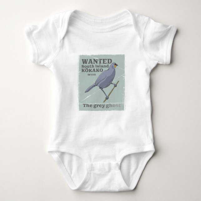 Wanted South Island Kokako Baby Bodysuit (Front)