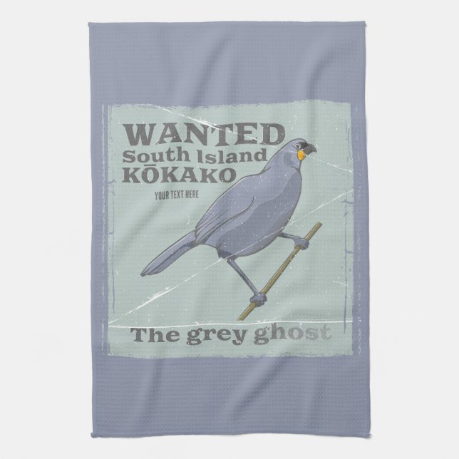 Wanted South Island Kokako Kitchen Towel (Vertical)