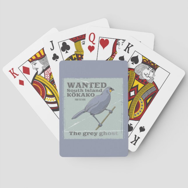 Wanted South Island Kokako Poker Cards (Back)
