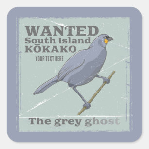 Wanted South Island Kokako Square Sticker