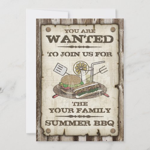 Wanted Style BBQ Invitations