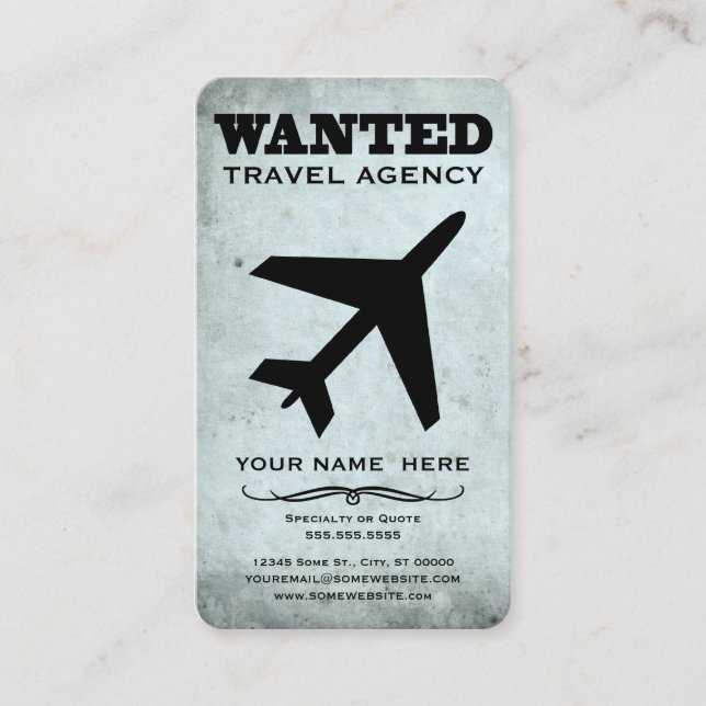 wanted : travel agency business card (Front)