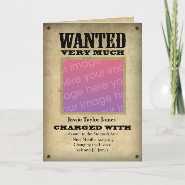 Wanted Very Much New Baby Announcement (Front)