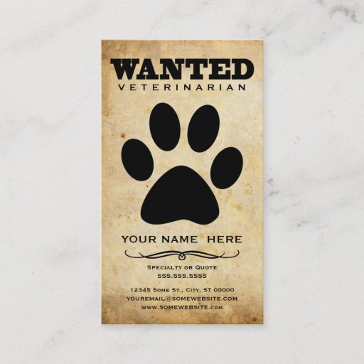 Customizable wanted : veterinarian business card templates