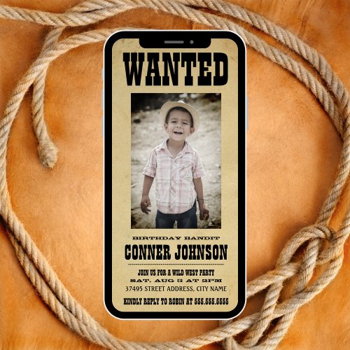 WANTED Vintage Birthday Party Invitation