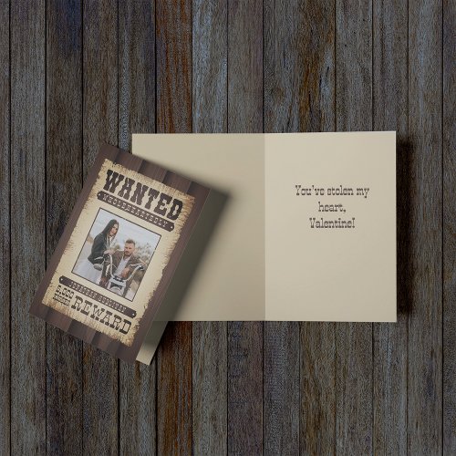 Wanted Wholeheartedly Western Poster Valentines Card
