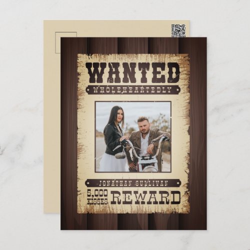 Wanted Wholeheartedly Western Poster Valentines Postcard