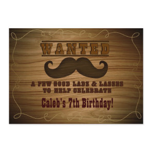 Wanted Wild Western Cowboy Mustache Invitation