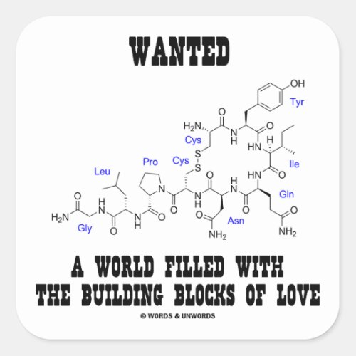 Wanted World Filled Building Blocks Love Oxytocin Square Sticker