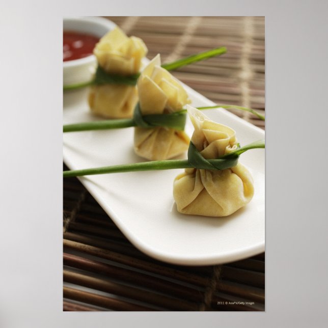 wanton dumplings with white chili sauce poster (Front)