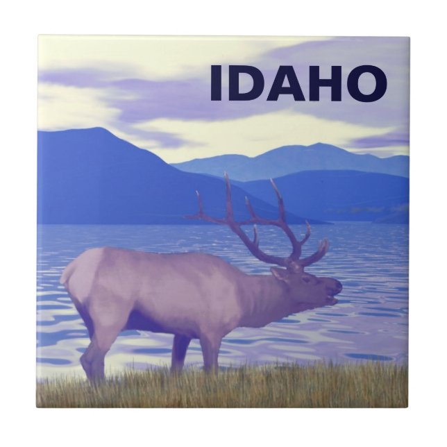 Wapiti (Elk) By The Lake Ceramic Tile (Front)