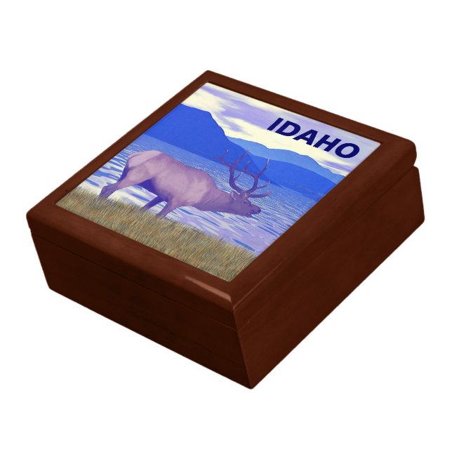 Wapiti (Elk) By The Lake Jewelry Box (Side)