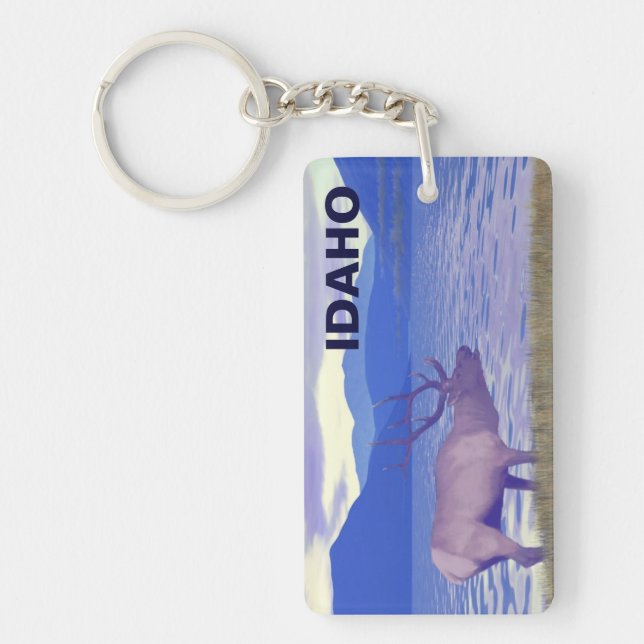 Wapiti (Elk) By The Lake Keychain (Front)