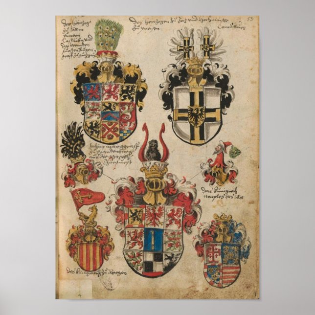 Wappen der Bayerischen Ritterschaft 1482 t2 Poster (Front)