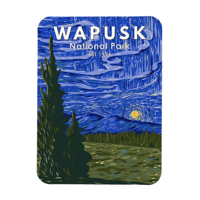 Wapusk National Park Northern Lights Vintage Magnet (Vertical)
