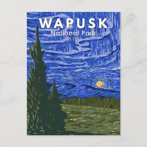 Wapusk National Park Northern Lights Vintage Postcard