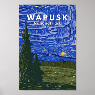 Wapusk National Park Northern Lights Vintage Poster