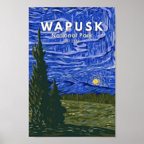 Wapusk National Park Northern Lights Vintage Poster
