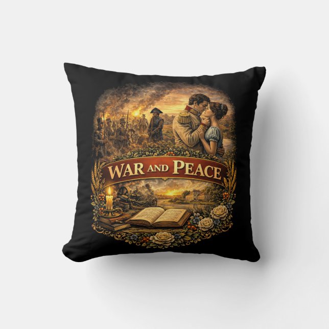 War and Peace Throw Pillow (Front)