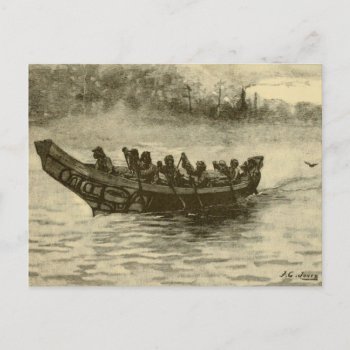 War Canoe Postcard by lostlit at Zazzle