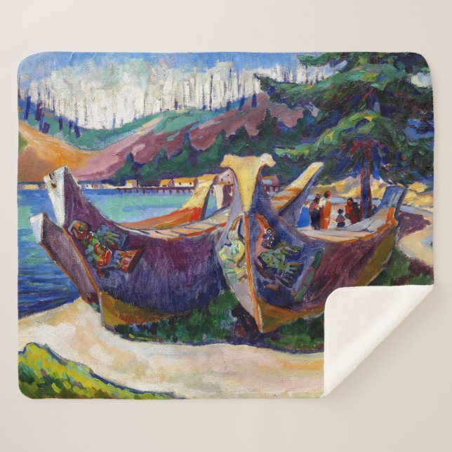 War Canoes | Emily Carr | Sherpa Blanket (Front (Horizontal))
