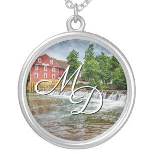 War Eagle Mill and Waterfall Monogram Necklace