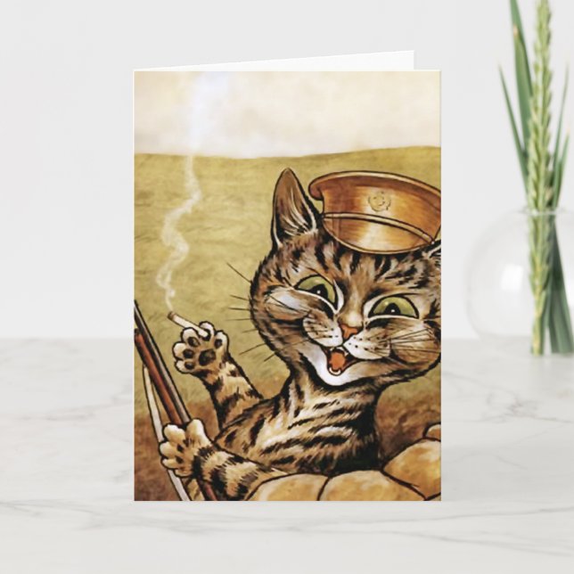 War Hero Cat by Louis Wain Card (Front)