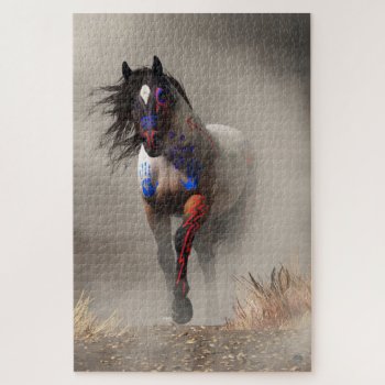 War Horse In The Fog Jigsaw Puzzle by ArtOfDanielEskridge at Zazzle