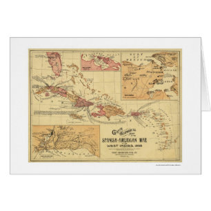 War In West Indies Map 1898 Cards