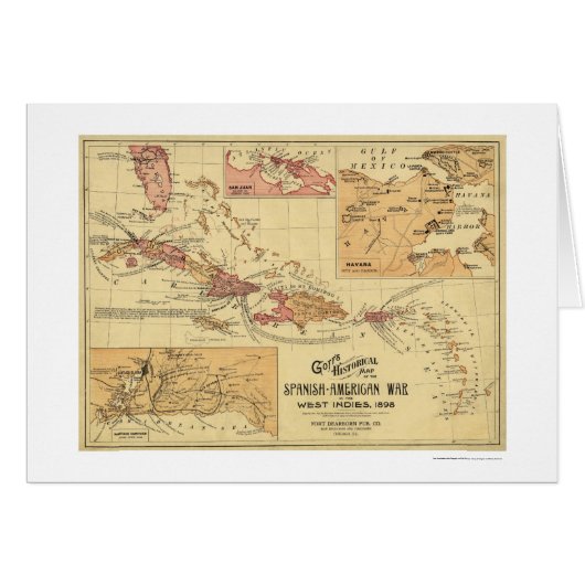 War In West Indies Map 1898 Cards (Front Horizontal)